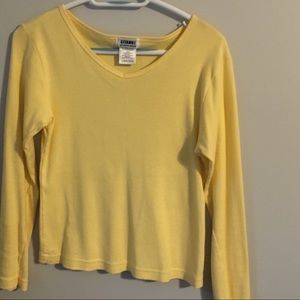 Gitano yellow v neck cotton long sleeved tee shirt. Sz L